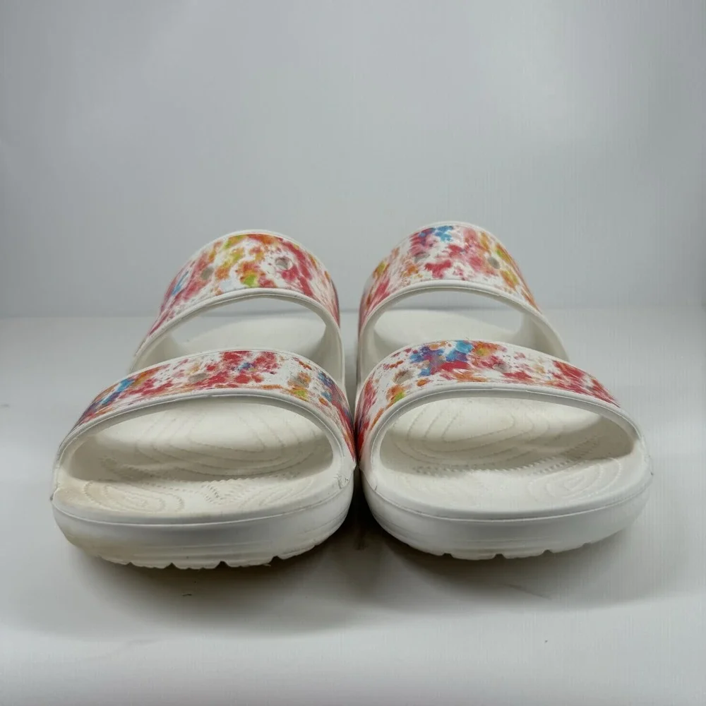 Crocs Classic Tie-Dye Graphic Men's‎ US 12 Multi/White Summer Slip-On Sandals